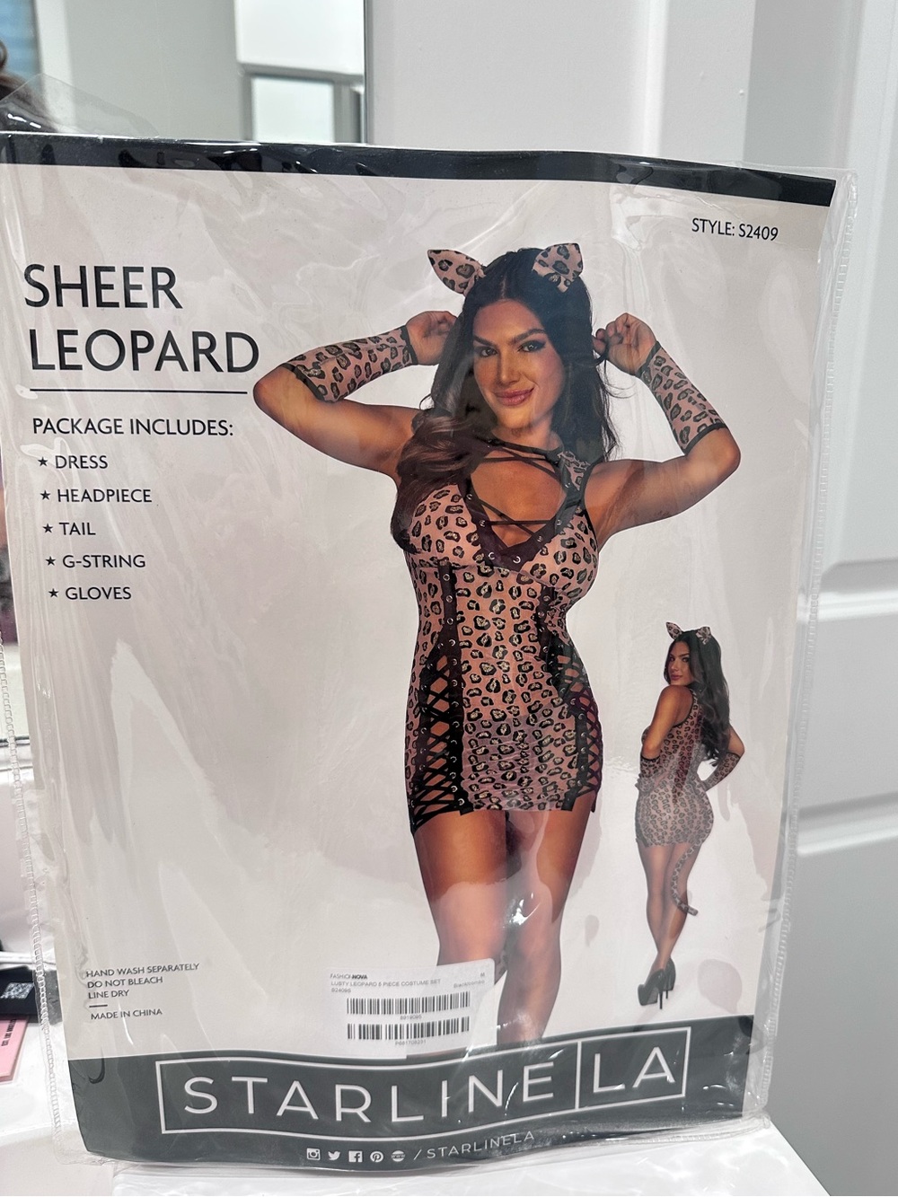 (NWT) Sheer Leopard Mini Dress 5 piece Costume. Size Medium